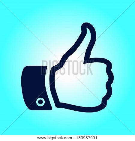 Like  icon. Hand finger up sign. Thumb up symbol. Flat design style.