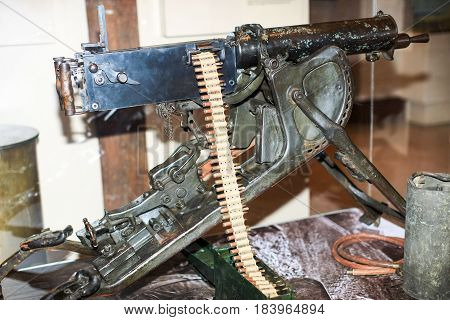 Heavy machinegun from World War One, preserved at museum