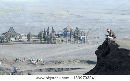 Man Sitting On A Hill Of Mt.bromo National Park