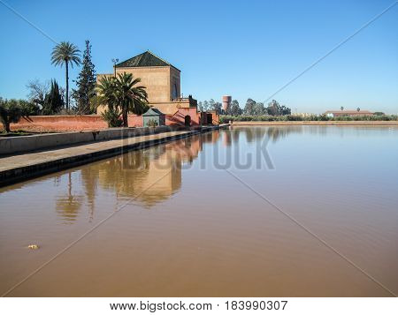 La Menara Reservoir In Marrakech In Morocco