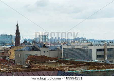Kazan, Russia - Mar 28.2017. Top view of the central part of the city