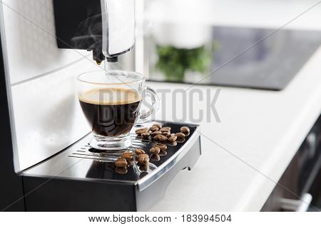 Home Professional Coffee Machine With Espresso Cup.