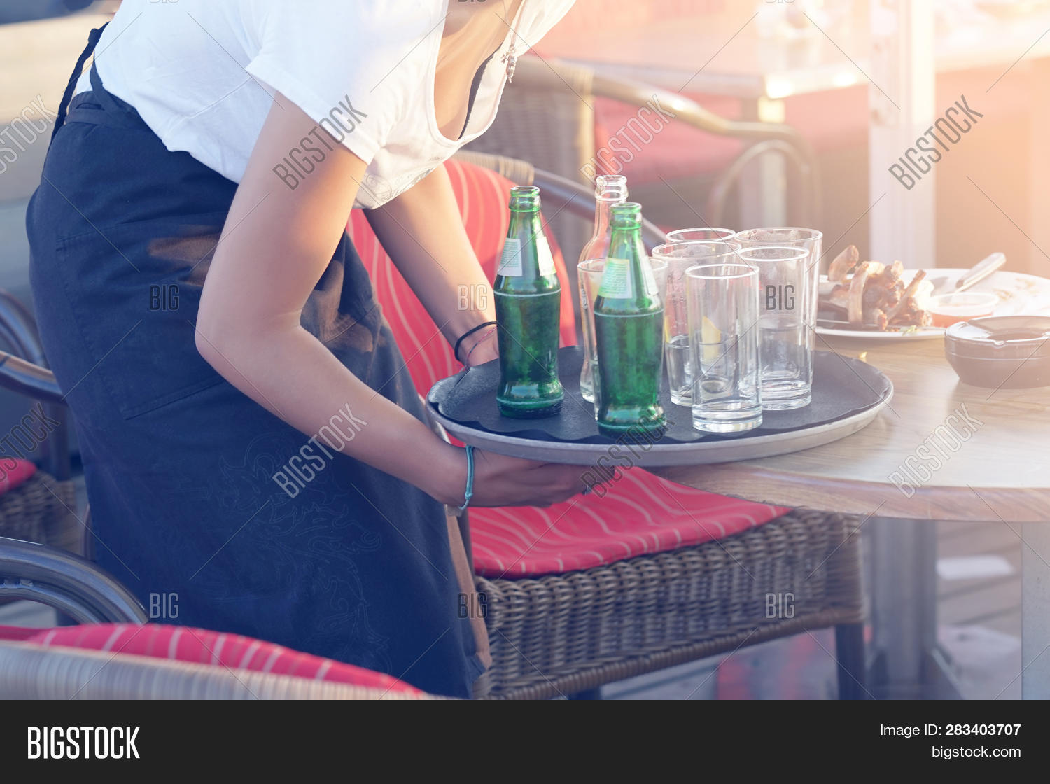 Waitress Holding Tray Image & Photo (Free Trial) Bigstock