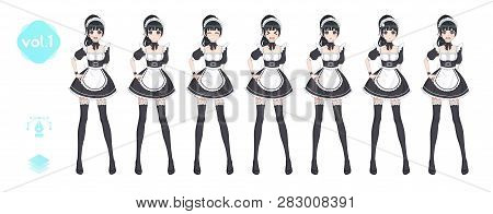 Anime Manga Girl. Costume Of Maid Cafe