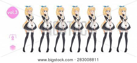 Anime Manga Girl. Costume Of Maid Cafe