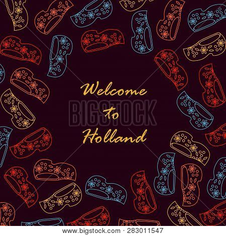 Clogs Holland Netherlands Shoes Banner Template Vector