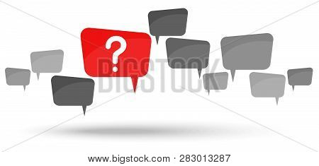 Gray Speech Bubbles With Red Question Mark Symbolizing Questioning Or A Problem