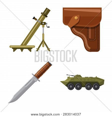Vector Design Of Weapon And Gun Logo. Set Of Weapon And Army Vector Icon For Stock.