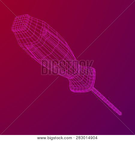 Crosshead Screwdriver. Handyman Tool For Home Repair. Maintenance Themed Abstract Model Wireframe Lo