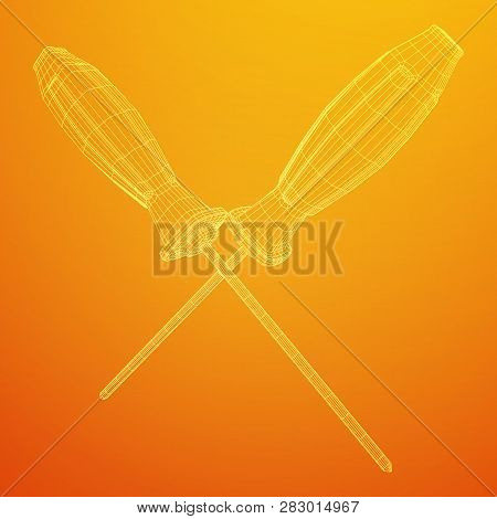Crosshead Screwdriver. Handyman Tool For Home Repair. Maintenance Themed Abstract Model Wireframe Lo