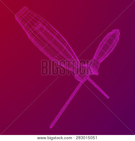 Crosshead Screwdriver. Handyman Tool For Home Repair. Maintenance Themed Abstract Model Wireframe Lo