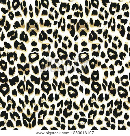 Vector Leopard  Textured Background. Animal Print. Seamless Pattern.