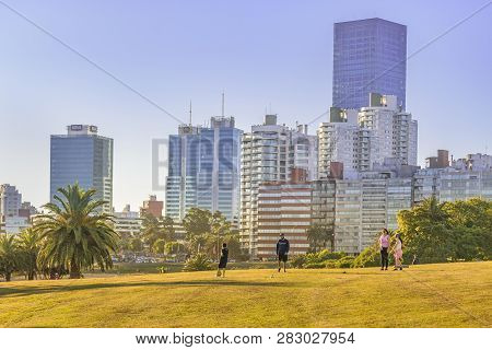 Montevideo Boardwalk At Sunset Time