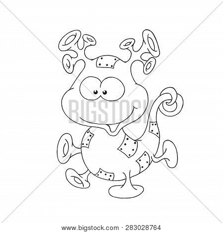 Funny Cartoon Character Alien. Vector Drawing Guest From Space. Cute Character Isolated On White Bac