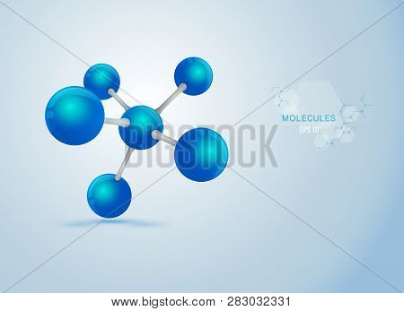 Graphic Of Realistic Molecule Structure On Light-bule Background