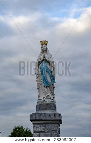Lourdes, France; August 2013: Statue Of Our Lady Of Immaculate Conception. Lourdes, France, Major Pl