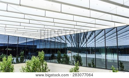 Lisbon - July 25, 2018:  Long Lines, Mirrors And Wide Plans Creating Open Spaces In Modern Architect