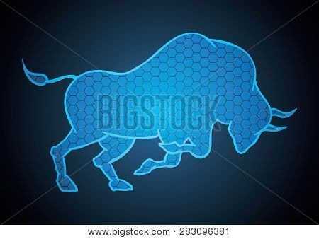 Bull Hexagonal Stock Market Blue Technology Background