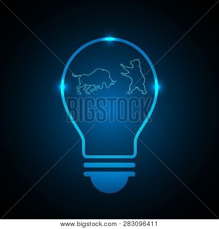 Bull And Bear Stock Market Light Bulb