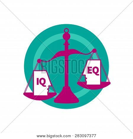 Iq And Eq Icon, Two Abstract People On Scales, Concept Of Emotional And Intellectual Coefficient. Ve