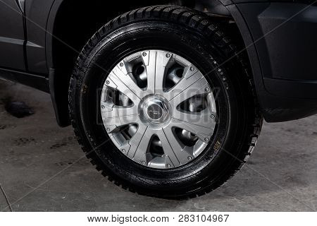 Novosibirsk, Russia - February 08, 2019: Chevrolet Niva, Close-up Of The Wheel. Photography Of A Mod