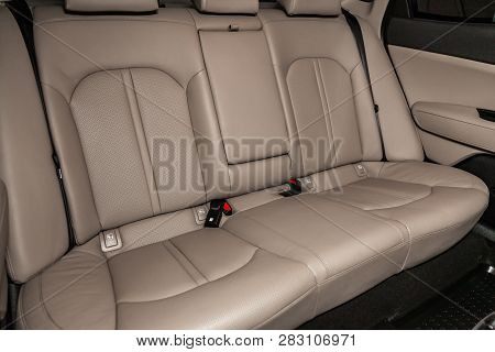 Novosibirsk, Russia - February 08, 2019: Kia Optima, Close-up Of The Rear Seats. Photography Of A Mo