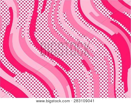 The Pink Pattern. Trending Abstract Design With Irregular Shapes, Points And Wavy Lines To Create Ro