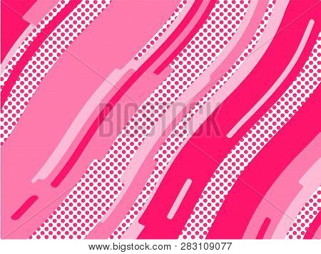 The Pink Pattern. Trending Abstract Design With Irregular Shapes, Points And Wavy Lines To Create Ro