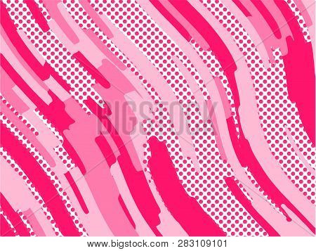 The Pink Pattern. Trending Abstract Design With Irregular Shapes, Points And Wavy Lines To Create Ro