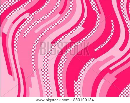 The Pink Pattern. Trending Abstract Design With Irregular Shapes, Points And Wavy Lines To Create Ro