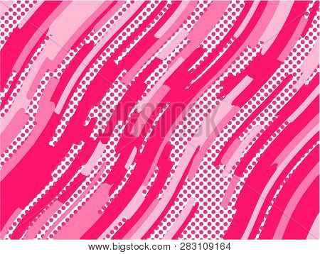 The Pink Pattern. Trending Abstract Design With Irregular Shapes, Points And Wavy Lines To Create Ro