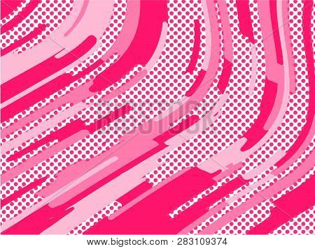 The Pink Pattern. Trending Abstract Design With Irregular Shapes, Points And Wavy Lines To Create Ro