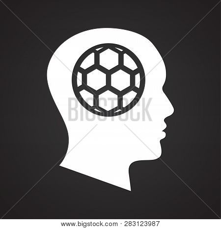 Human Head With Soccer Ball On Black Background For Graphic And Web Design, Modern Simple Vector Sig