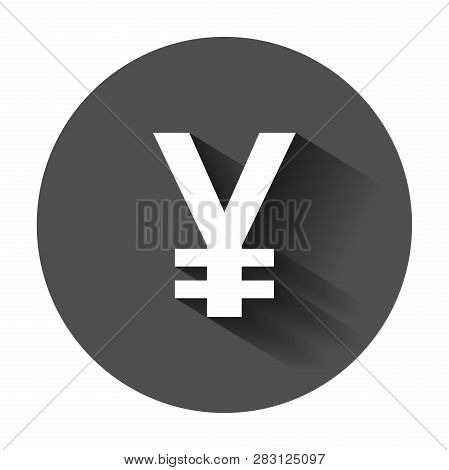 Yen, Yuan Money Currency Vector Icon In Flat Style. Yen Symbol Illustration With Long Shadow. Asia M