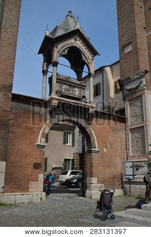Coffin Next To The Basilica Of Santa Anastasia In Verona. Travel, Holidays, Architecture. March 30, 