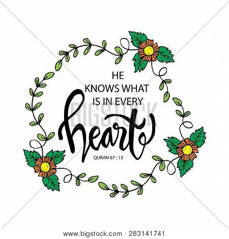 He Knows What Is In Every Heart. Islamic Quran Quotes.