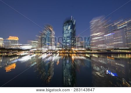 Thailand Bangkok Ratchada Lake Skyline