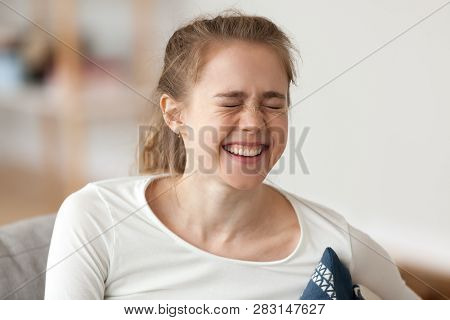 Happy Joyful Young Girl Laughing Enjoying Sincere Positive Emotions