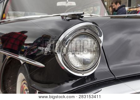 London, England - April 28, 2018. 1957 Super 88 Oldsmobile At The Annual Classic Car Exhibition And 