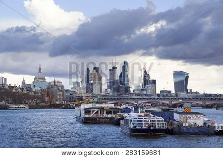 London, Uk - May 20, 2017. London Cityscape Across The River Thames With A View Including St Pauls, 