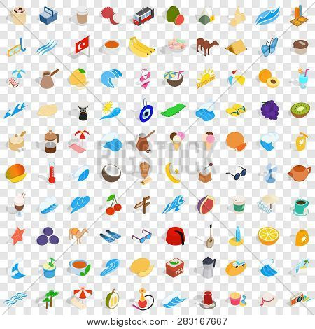 100 Turkey Icons Set In Isometric 3d Style For Any Design Illustration