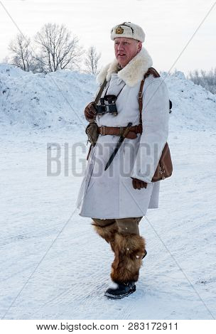 Krasnoye Selo, St. Petersburg, Russia - January 19, 2019: Military Historical Reconstruction - The B
