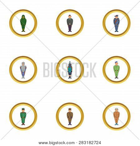 Military Country Icon Set. Cartoon Set Of 9 Military Country Icons For Web Isolated On White Backgro