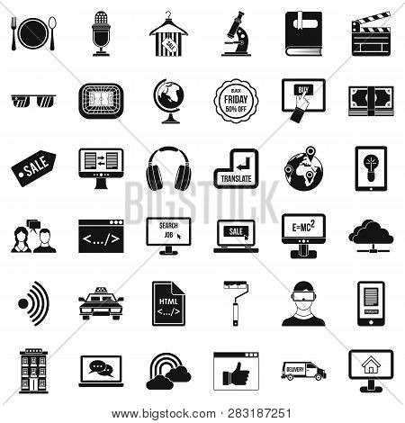 Web Site Icons Set. Simple Style Of 36 Web Site Icons For Web Isolated On White Background