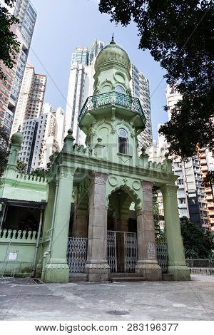 Hong Kong, February 9, 2019: Jamia Mosque Is A Mosque At Mid-levels, Hong Kong, China. The Mosque Is
