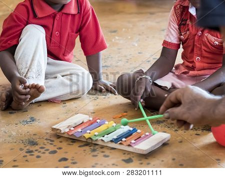 Puduchery, India - December Circa, 2018. Interior Of Poor Kids Playing Room Creche With Unidentified