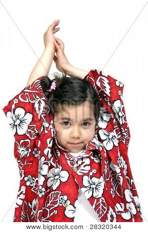 สาวสวยที่ทำศิลปะ พื้นหลังสีขาว