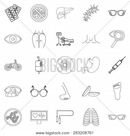 Cure Oneself Icons Set. Outline Set Of 25 Cure Oneself Icons For Web Isolated On White Background