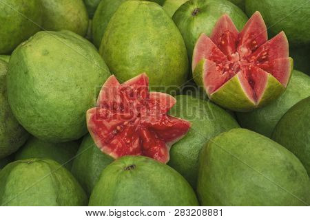 Tropical Fruit Pink Guava Or Psidium Guajava