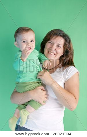 beautiful baby with his aunt, studio shoot